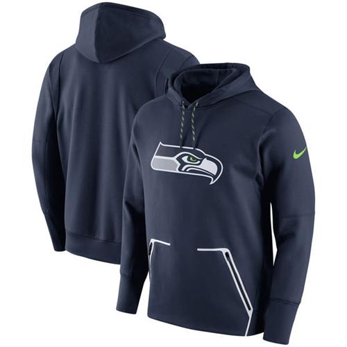 Men's Seattle Seahawks Nike College Navy Champ Drive Vapor Speed Pullover Hoodie - Click Image to Close